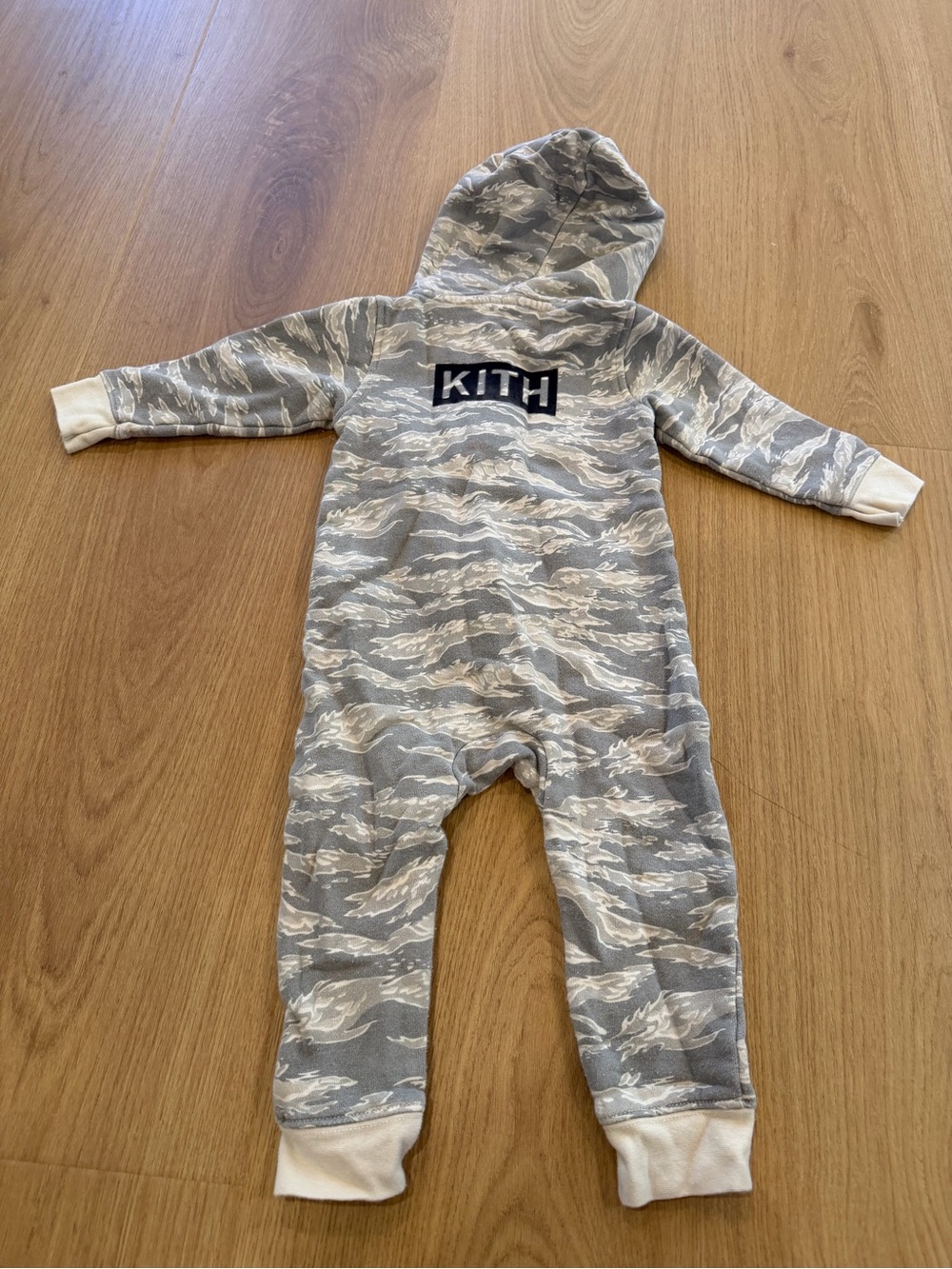 Kith Kids Gray & White Camo Hooded One-Piece